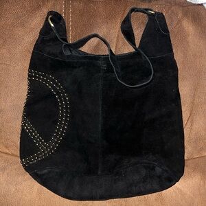 Black leather Studded Women's Bag late 90s y2k 14x14
